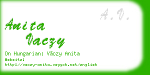 anita vaczy business card