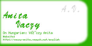anita vaczy business card